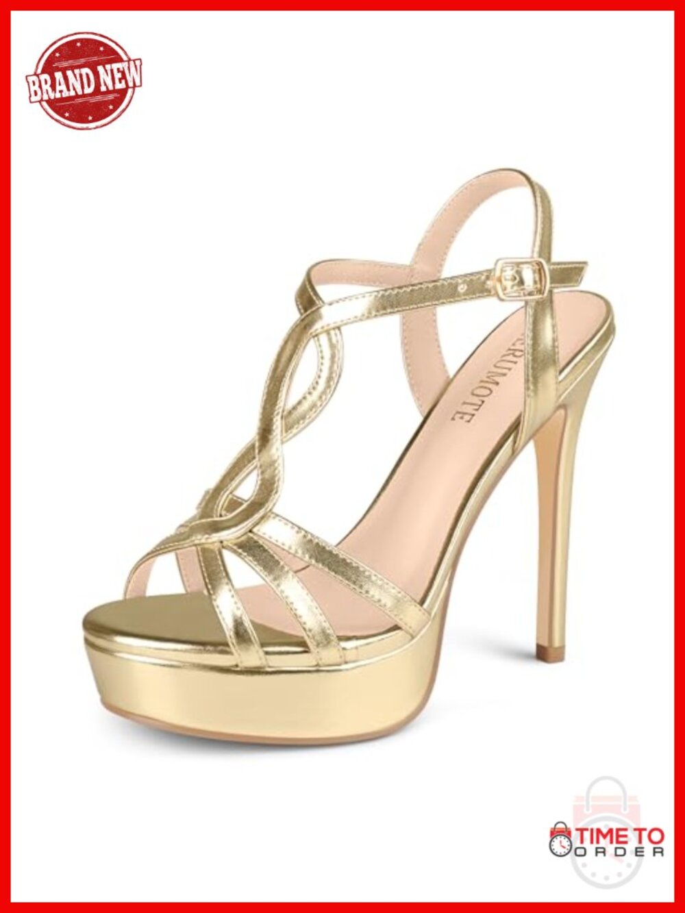 Platform Stilettos Peep Toe Sandals 5in Heels Faux Leather Ankle Strap